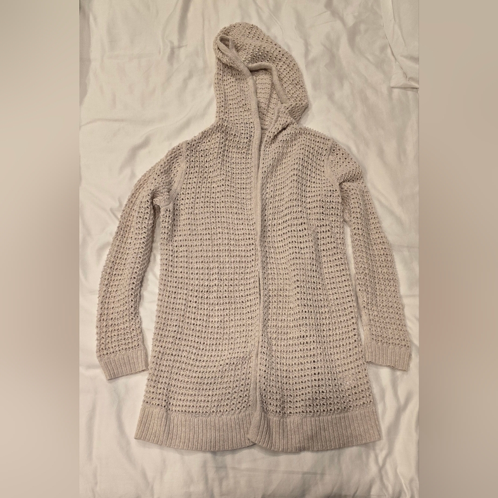 GAP Beige Hooded Cardigan Sweater, Small